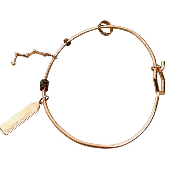 Origami Owl Rose Gold Vermeil Choose Happy Charm Bangle Bracelet - Picture 2 of 5